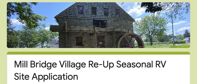 mill bridge village re-up seasonal rv site application